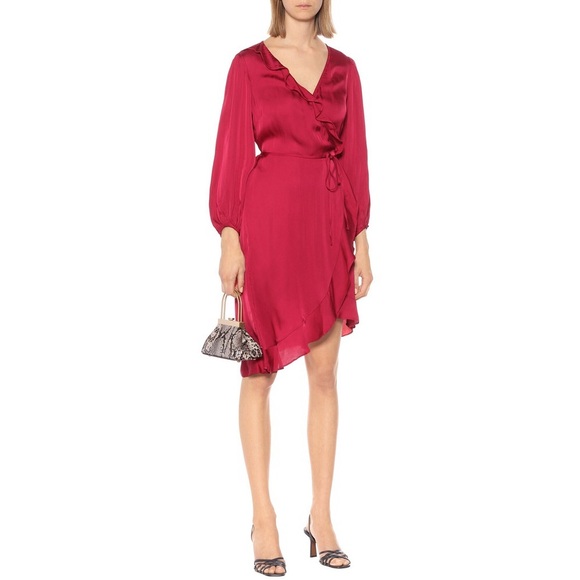 Velvet by Graham & Spencer Pink Fuchsia Wrap Dress Alena Satin Minidress Size XS - Picture 1 of 12